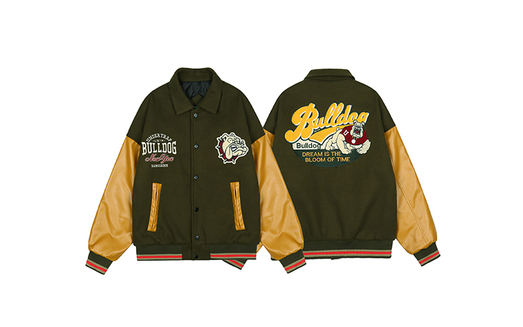 Bulldog emblem BASEBALL JACKET baseball uniform jacket blouson 