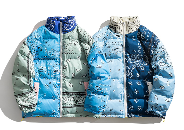 Colorful paisley down jacket coat blouson ユニセックス 男女兼用 
