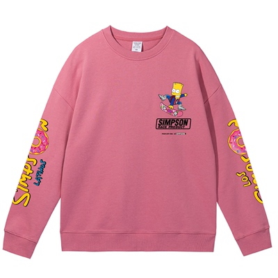 22SS Unisex Simpson The Simpsons Sleeve Print Sweat Pullover 男女兼用 ラウンドネック  シンプソン シンプソンズ ショルダープリント スウェット トレーナー プルオーバー