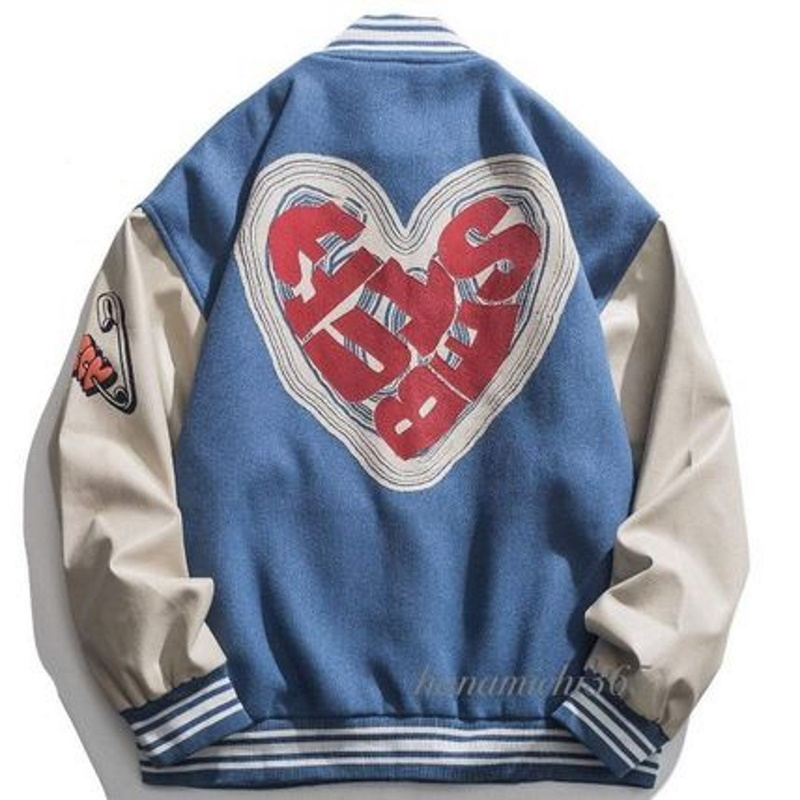 Logo heart embroidery BASEBALL JACKET baseball uniform jacket