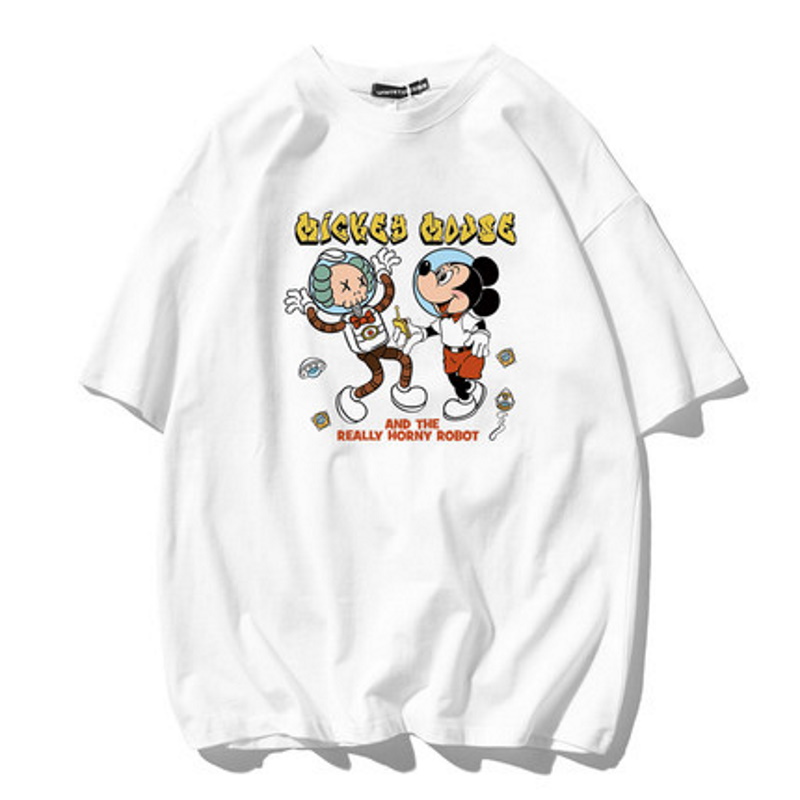 Mickey Mouse x kaws Joint Nasa Print Short Sleeve T-shirt ユニ 