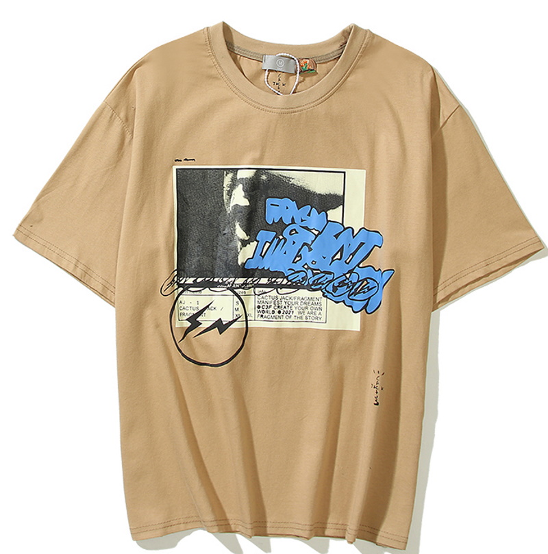 TRAVIS SCOTT CACTUS JACK KAWS lightning joint round neck short Sleeve  t-shirt　ユニセックス 男女兼用カクタスジャックTシャツ