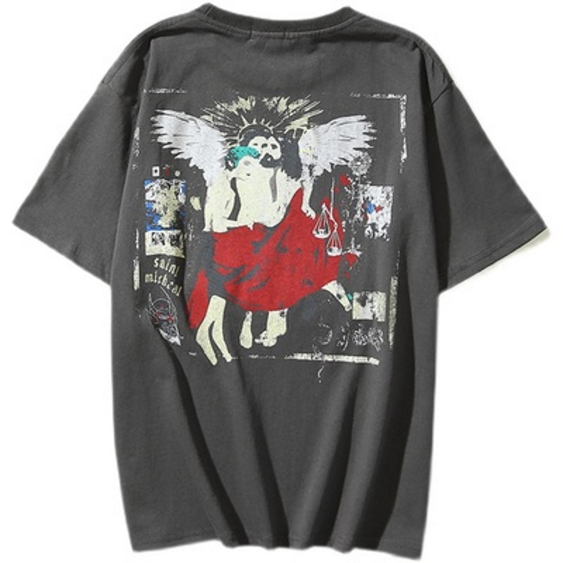 Saint Michael sleeve t-shirts 　ユニセックス 男女兼用セントマイケルプリントTシャツ