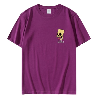 Skull bart simpson printing t-shirts ユニセックス 男女兼用
