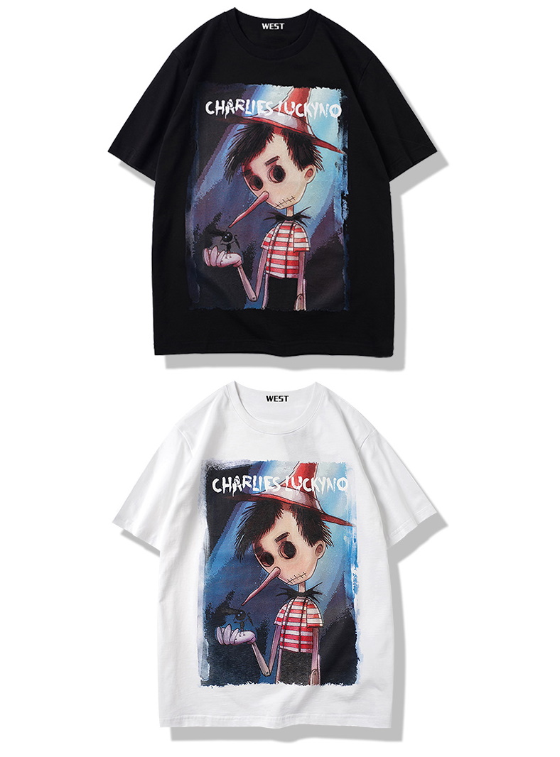 Melancholy Pinocchio print T-shirt　ユニセックス 男女兼用憂鬱ピノキオプリントTシャツ