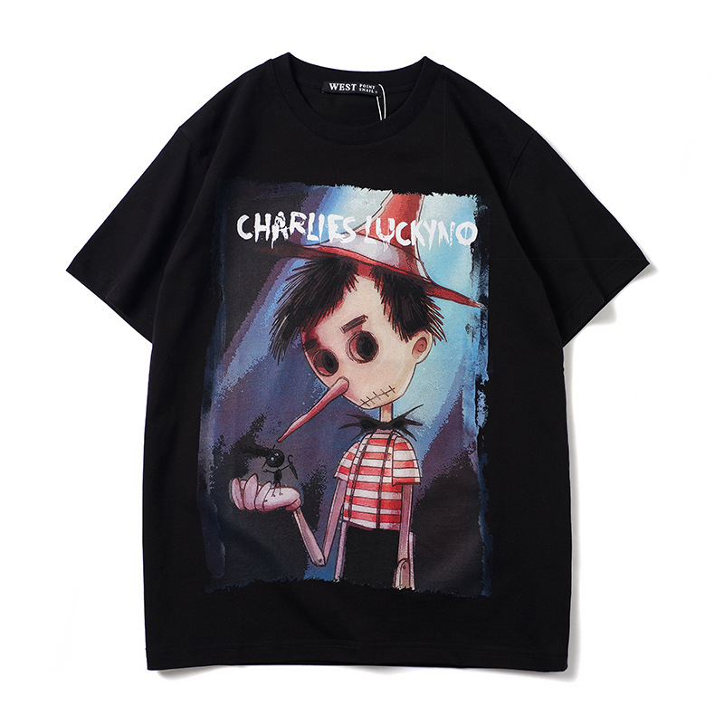 Melancholy Pinocchio print T-shirt ユニセックス 男女兼用憂鬱 ...