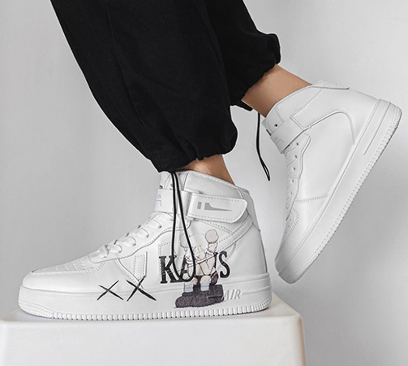 Men's Playful kaws high-top leather sneakers High cut leather 