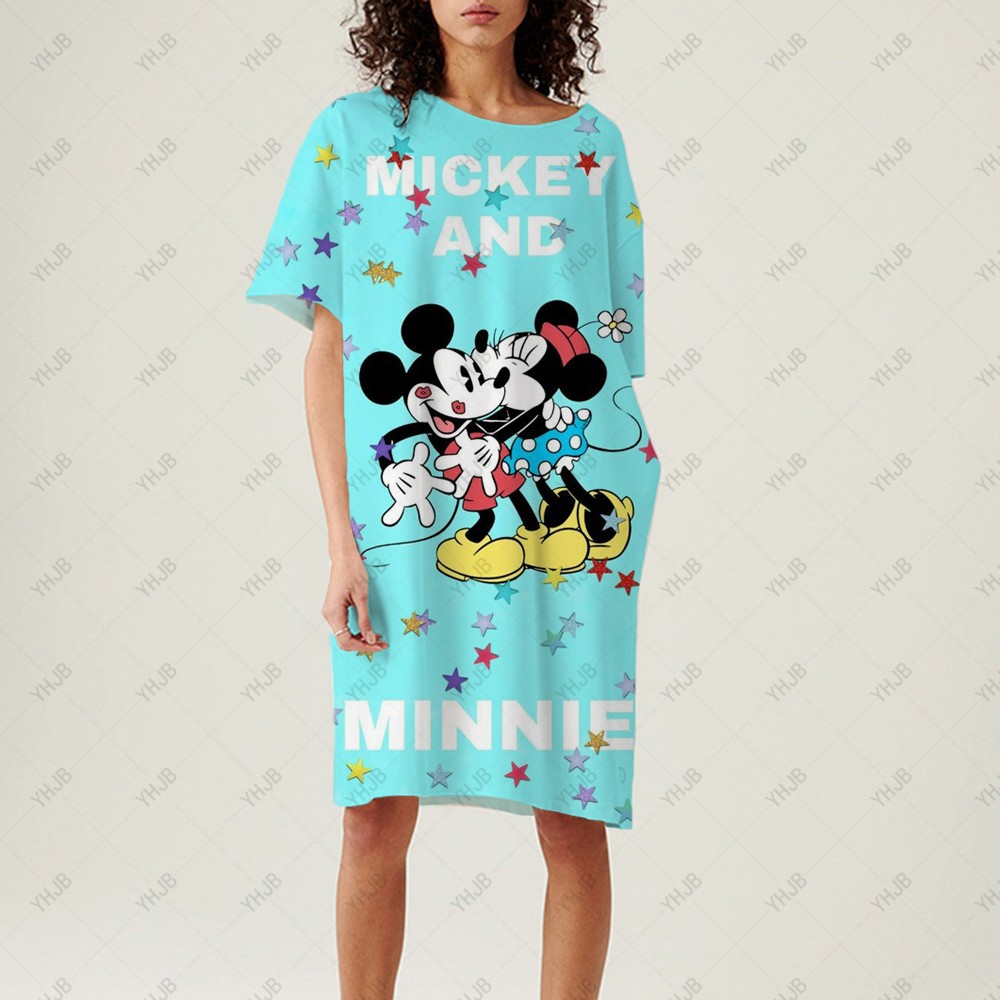 New Women's Mickey and Minnie mouse comic cartoon printed Dress 