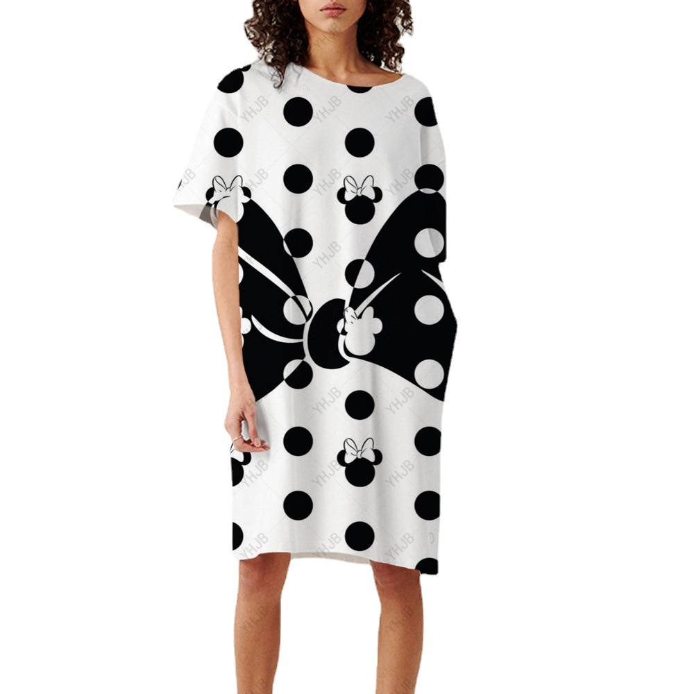 New Women's Mickey and Minnie mouse comic cartoon printed Dress 