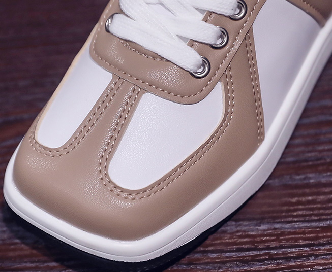 Women's SQUARE TOE LACE-UP LEATHER SNEAKERS スクエアトゥ