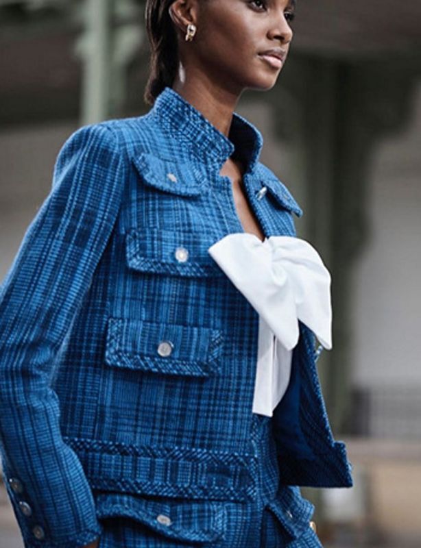 women's Indigo blue tweed jacket インディゴブルーツイードジャケット
