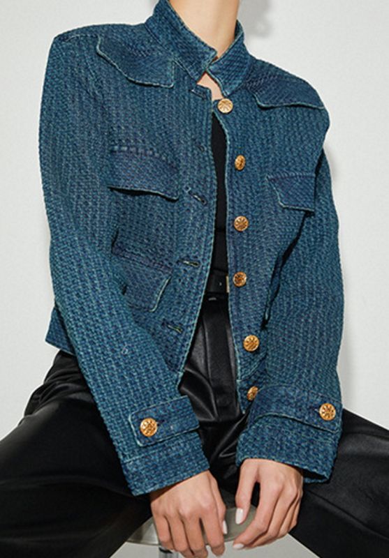 women's Indigo blue tweed jacket インディゴブルーツイードジャケット