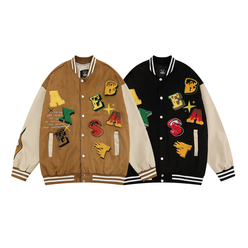 hip hop colorful embroidery baseball uniform jacket BASEBALL 