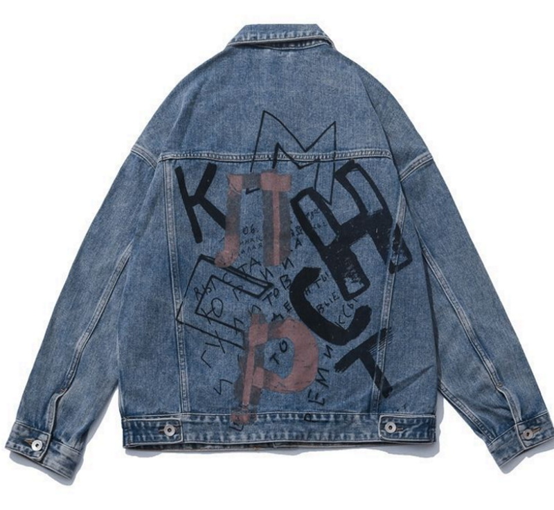 Letters Graffiti Print denim jacket G Jean ユニセックス 男女兼用