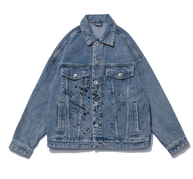 Letters Graffiti Print denim jacket G Jean ユニセックス 男女兼用