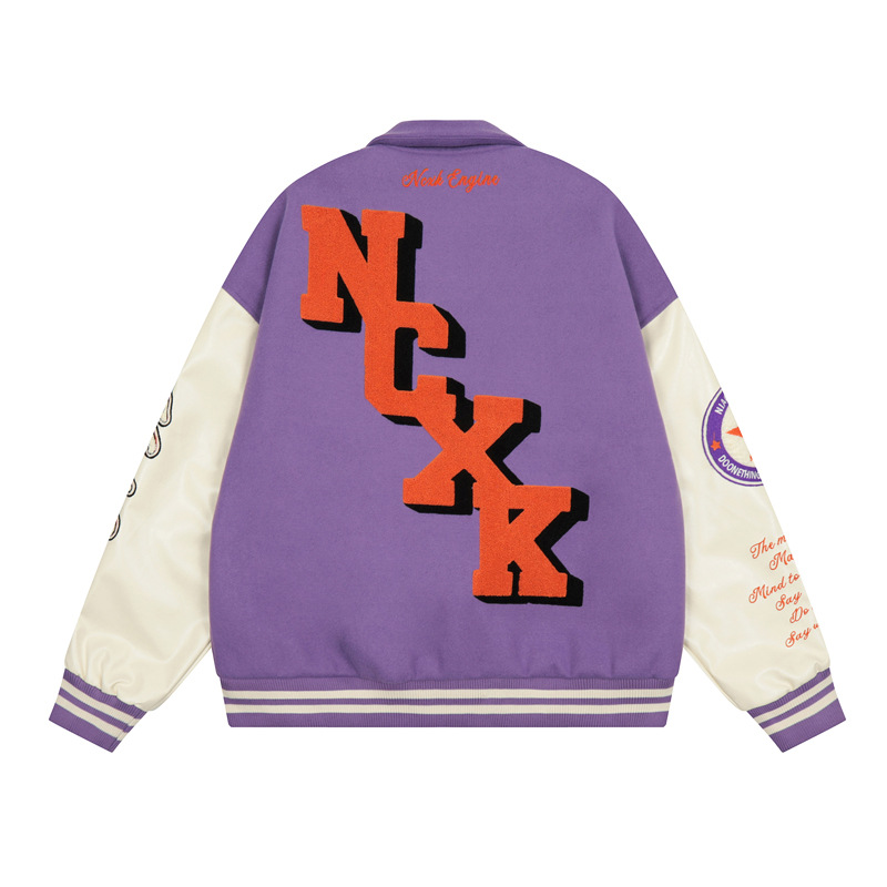NCXK logo embroidered letter stitching baseball uniform jacket