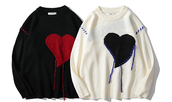 Unisex heart applique sweater knit ユニセックス 男女兼用ハート