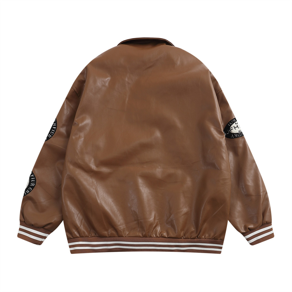 Bucks Bunny Leather Zip Up Jacket baseball uniform jacket blouson