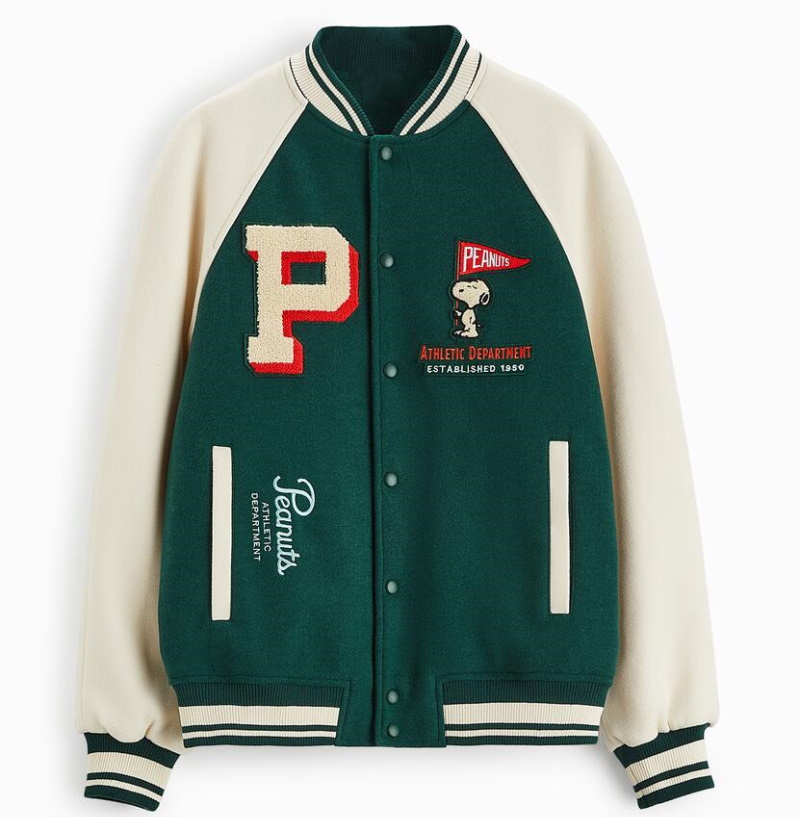 snoopy embroidery jacket embroidery baseball uniform jacket