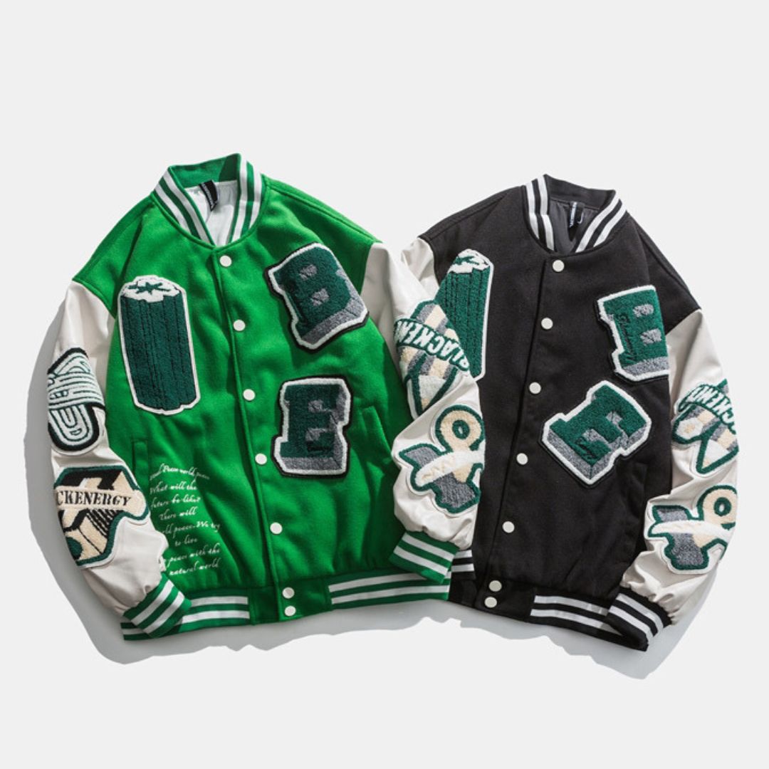 Contrast color jacket baseball uniform jacket blouson Vintage varsity