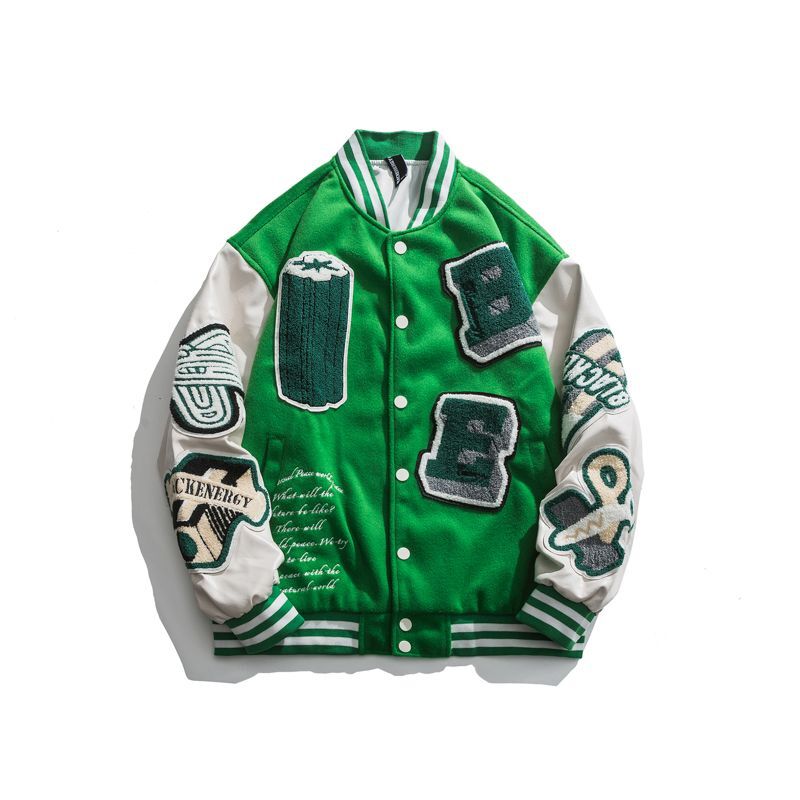 Contrast color jacket baseball uniform jacket blouson Vintage varsity