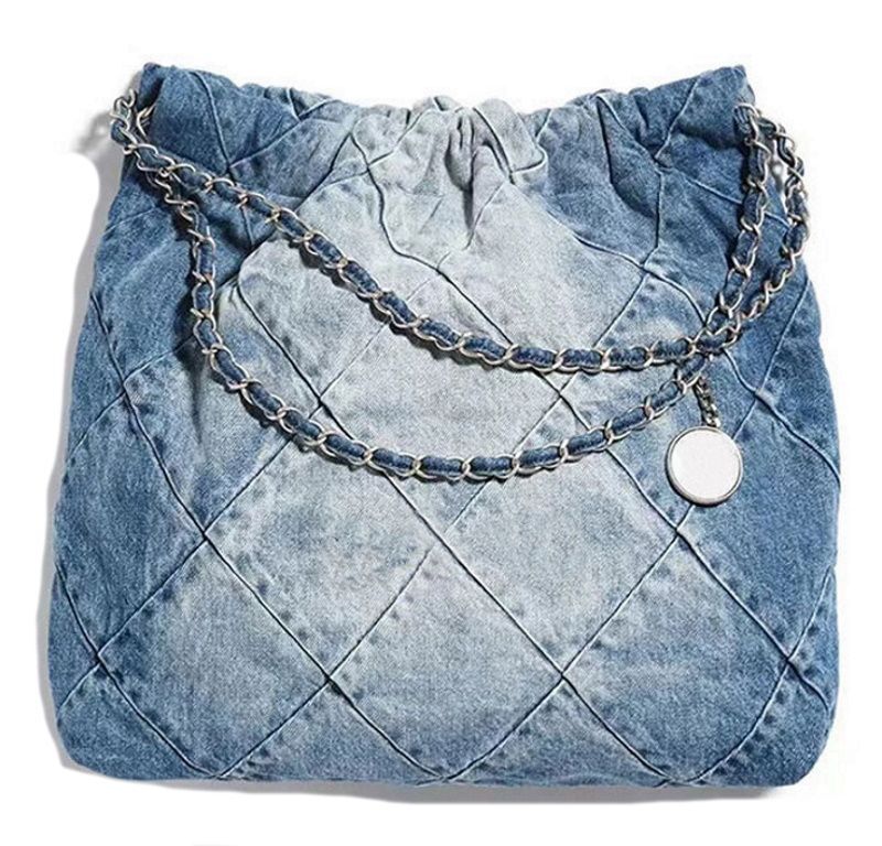 washed denim rhombus chain bag totoe Shoulder Strap Square Bag
