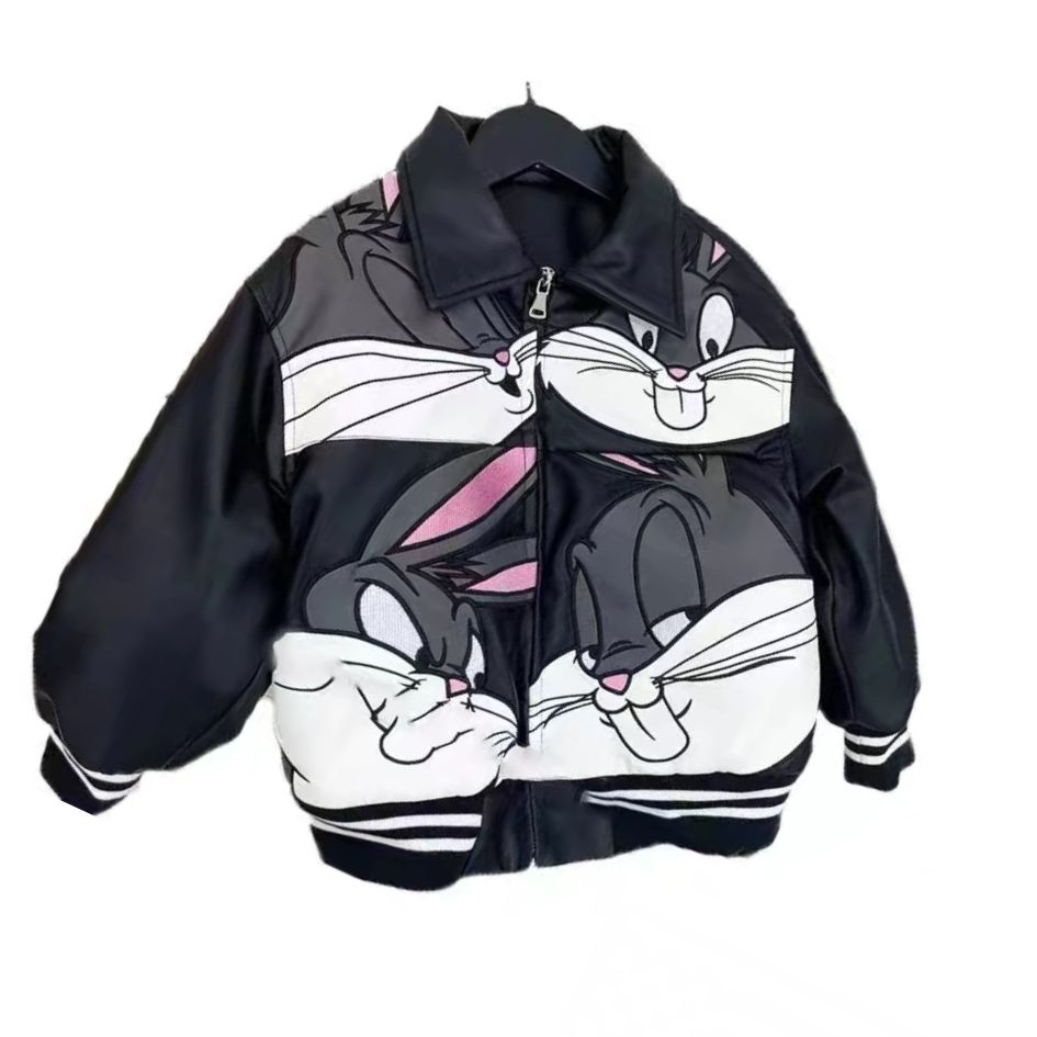 23 Bucks Bunny Leather Zip Up Jacket baseball uniform jacket ...