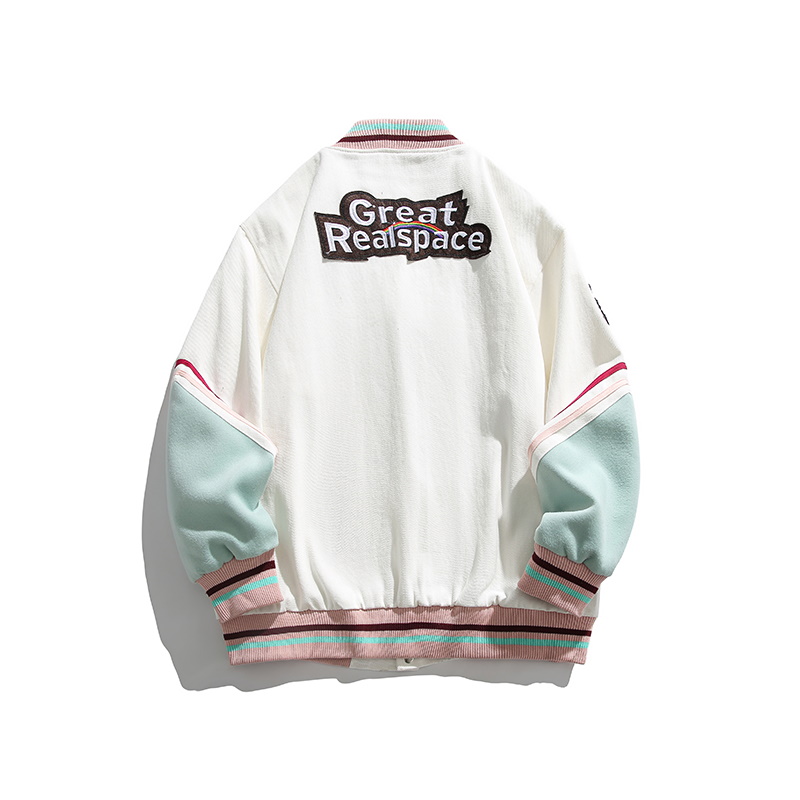 retro cartoon letters embroidered jumperBASEBALL JACKET baseball