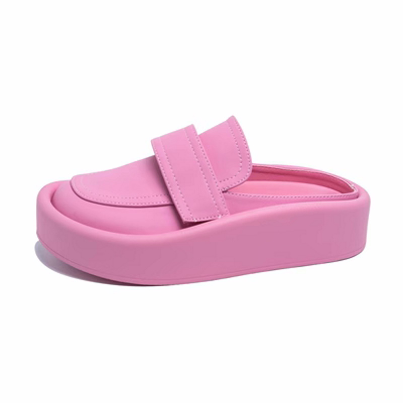 soft Baotou half slippers sandals flip flops slippers 厚底プラットホームレザーハーフローファーサンダル フリップフロップサンダル スリッパ