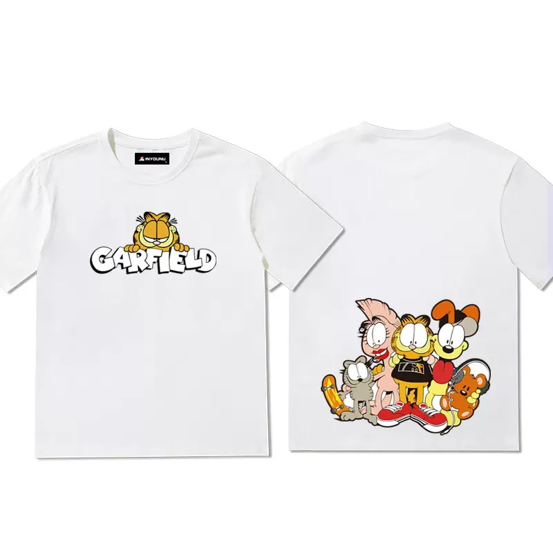 Garfield & good friends PrintT shirt　 ユニセックス男女兼用ガーフィールド＆仲良し仲間プリント半袖 Tシャツ