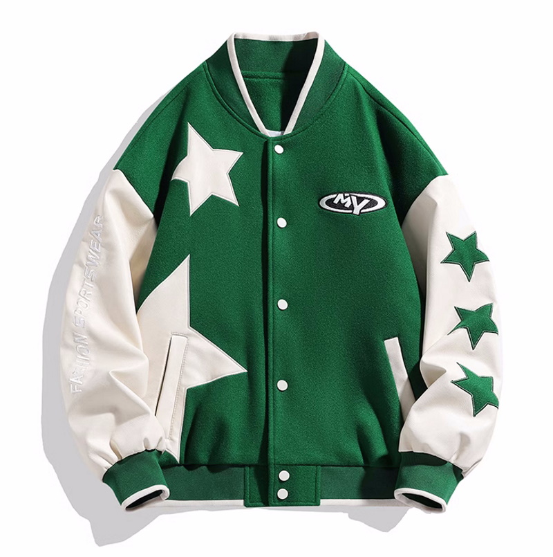 NASA x star letter embroidered baseball jacket stadium jacket