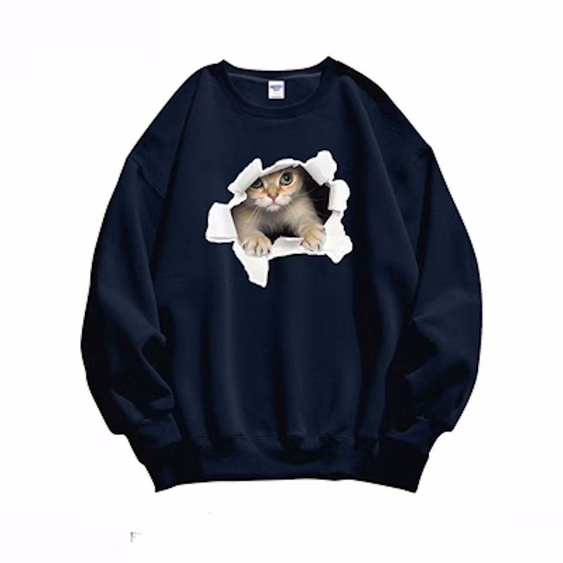 Unisex 3d cat print Sweat Shirt ユニセックス 男女兼用3Dキャット猫 ...