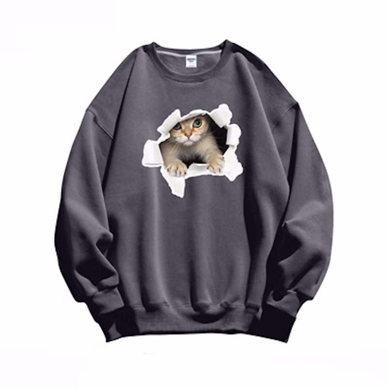 Unisex 3d cat print Sweat Shirt ユニセックス 男女兼用3Dキャット猫 ...