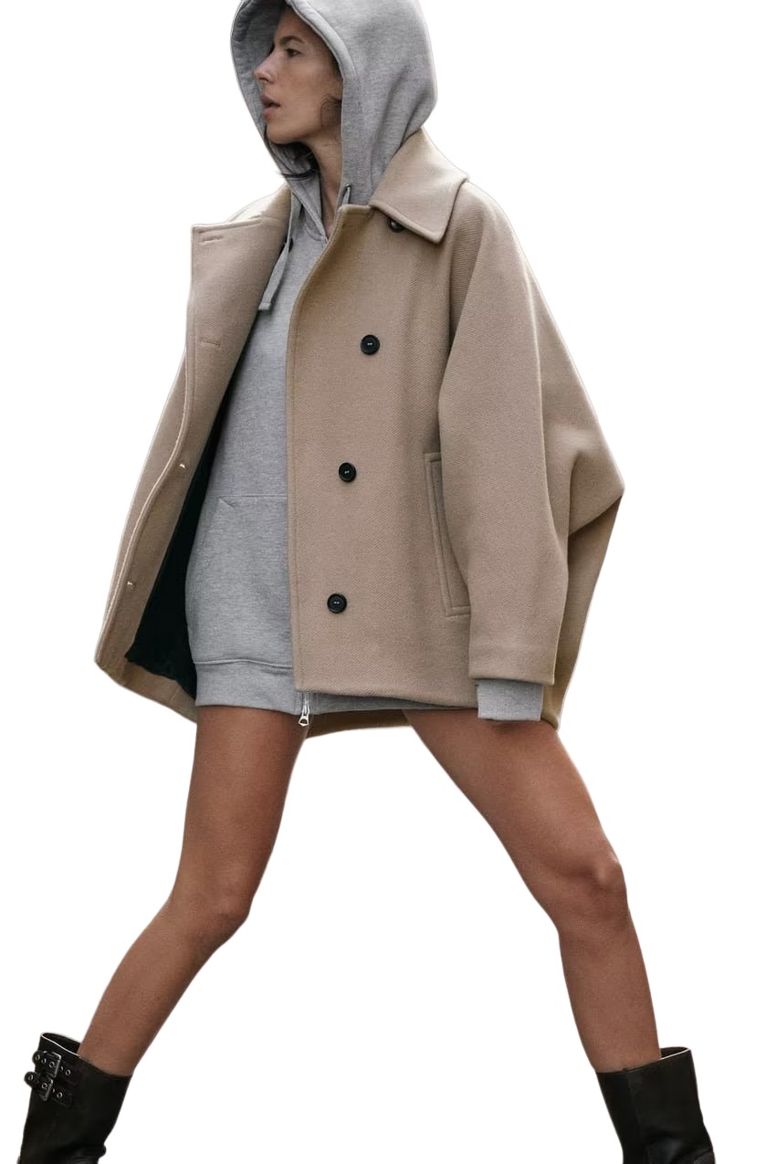23 Women's dolman sleeve Short wool coat ウール素材 ドルマン