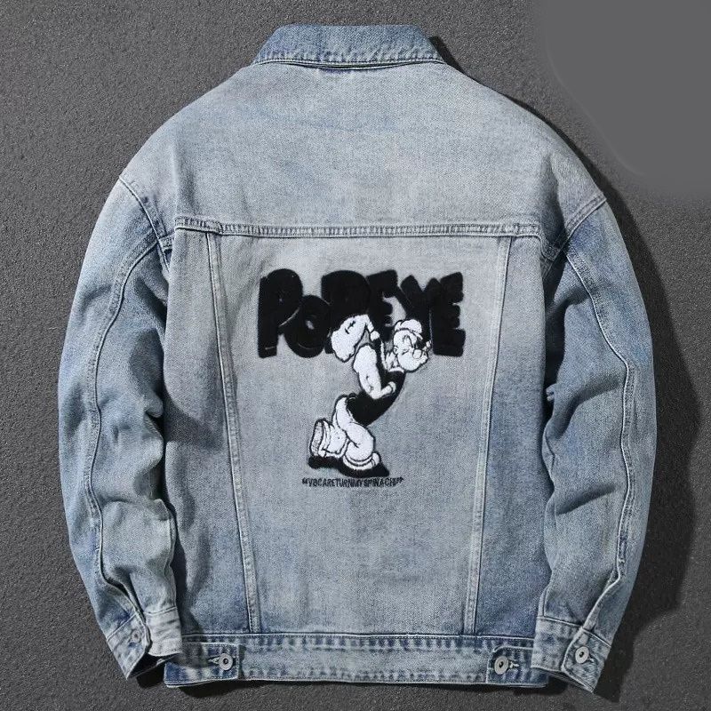 popeye embroidery denim jacket G Jean ユニセックス 男女兼用ポパイ