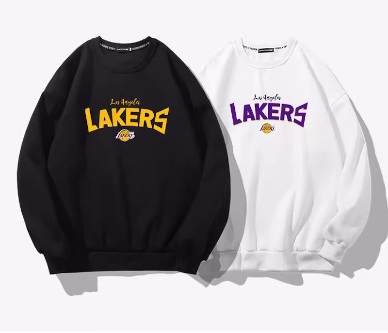 Lakers print Round Neck Sweatshirt ユニセックス男女兼用レーカーズ