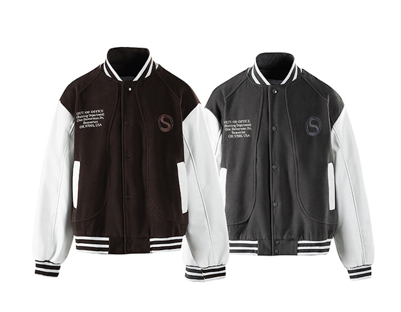 men and women American retro letter embroidery patchwork design