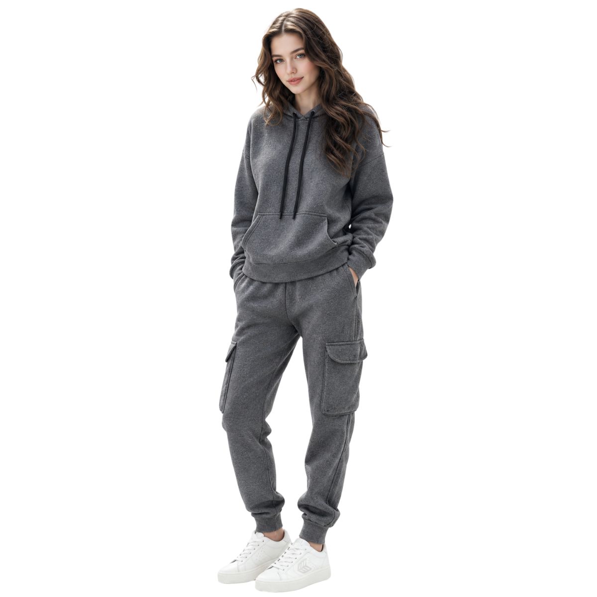 Womens Cargo Hoodie and Pants Set upスウェット セットアップ フード